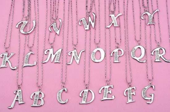 1 шт. Серебряный тон Буквица кристалл письмо кулон Цепочки и ожерелья 26 букв U