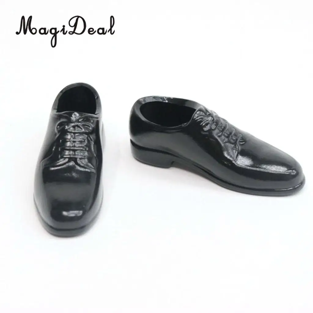MagiDeal/1 пара; черные мужские кожаные туфли на шнуровке с круглым носком; коллекция 1/6 года; Мужские модельные туфли 12 дюймов; модельные туфли в деловом стиле; размеры 5 см