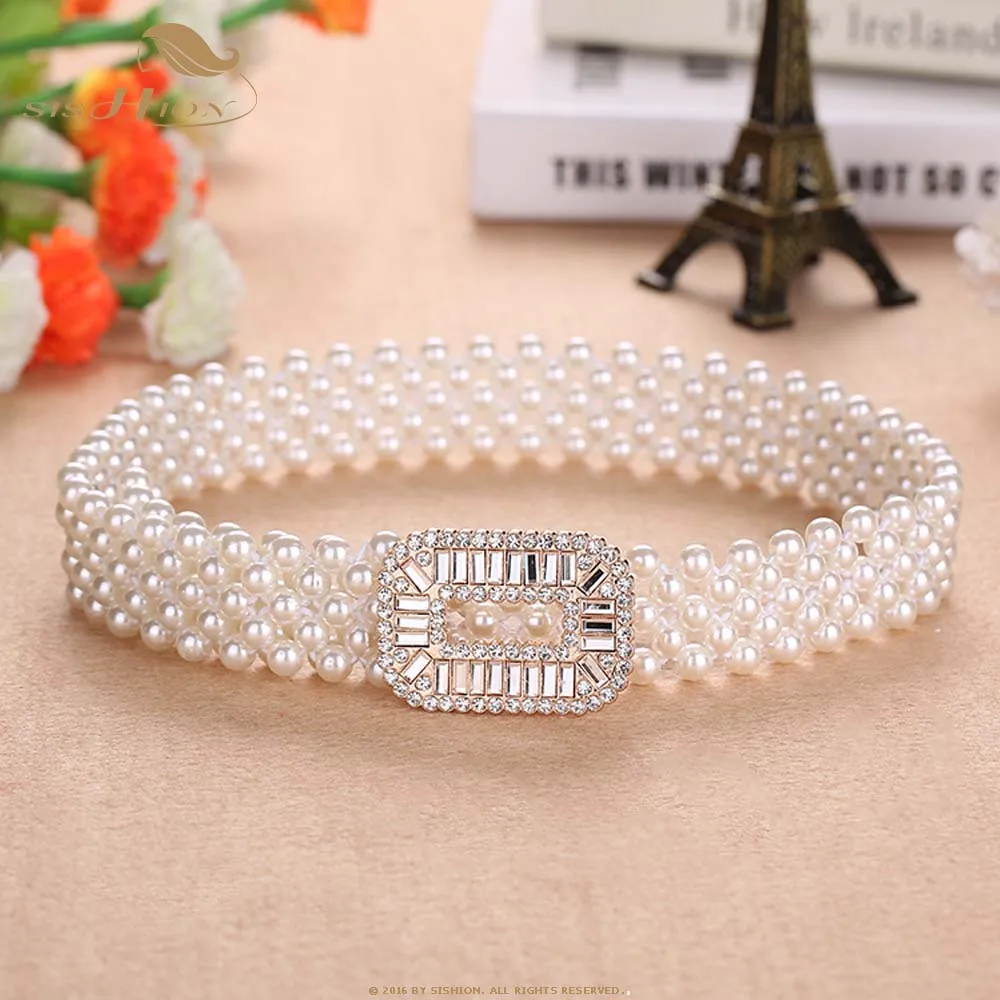 SISHION роскошные женские Стразы Кристалл белый имитация жемчуга пояс VB0056 женское