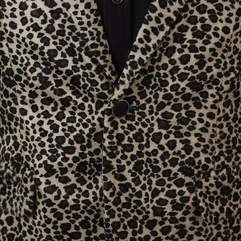 Pyjtrl Для мужчин прилив печати леопарда DJ этап певица ночной клуб Свадебный костюм