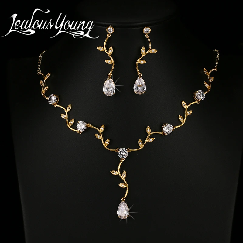 Модные свадебные ювелирные наборы с кристаллами из циркона в форме капли воды