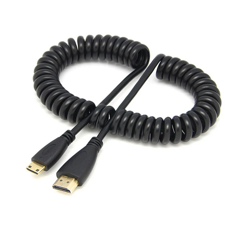 Высокоскоростной пружинный эластичный изогнутый кабель Mini HDMI V1.4 3D для