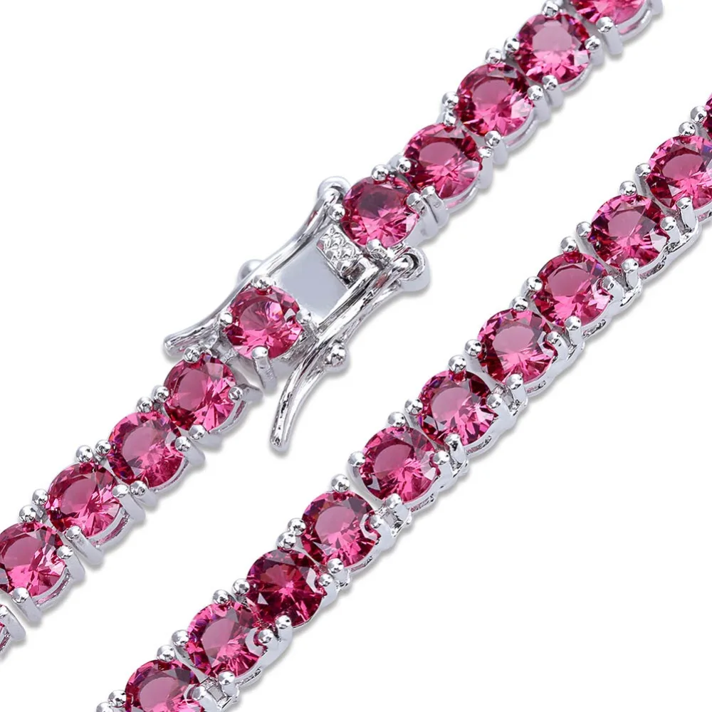 Высокое качество 4 мм Iced Out Blud Red CZ теннисная цепочка Ожерелье для мужчин хип