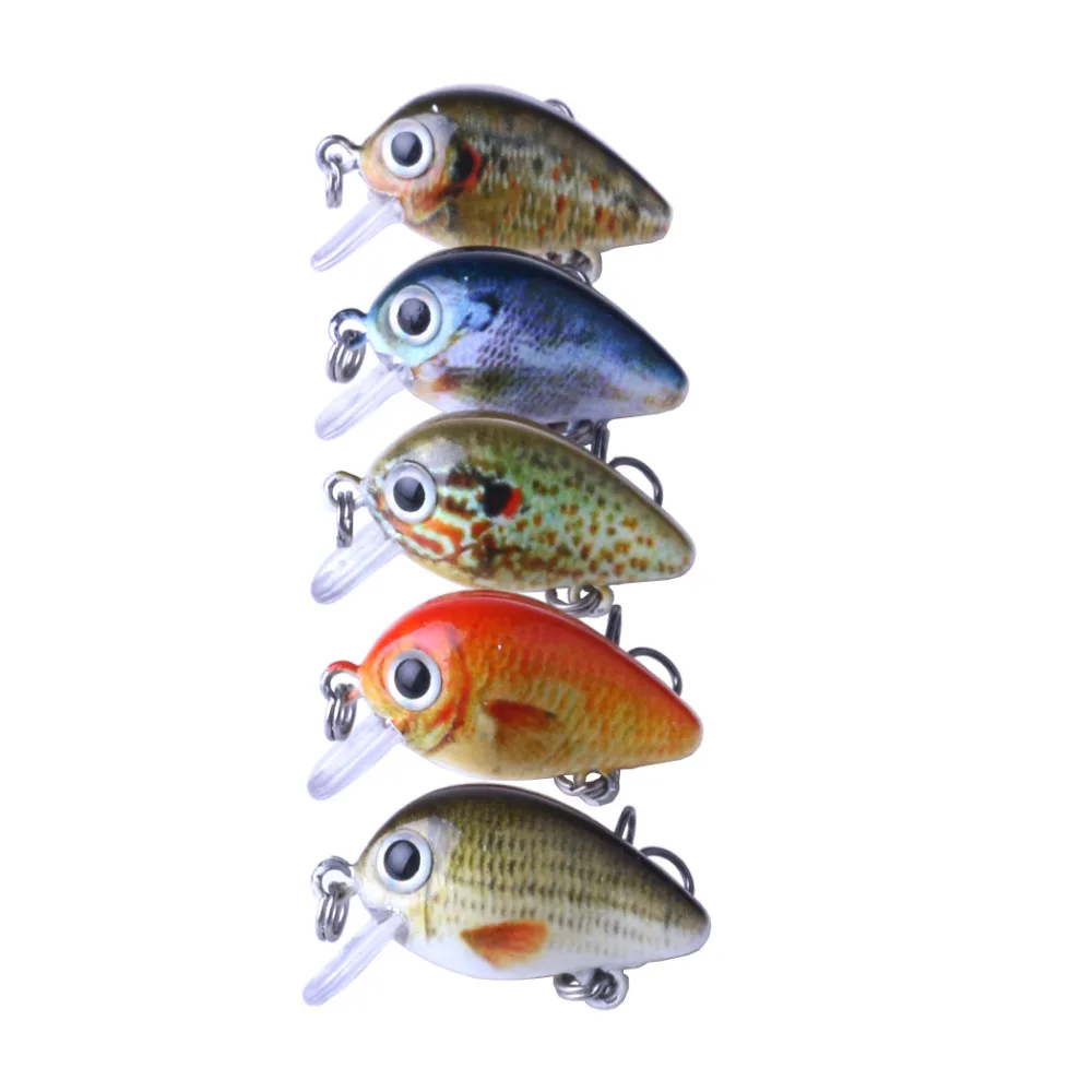

5pcs/lot Mini Crankbait Floating Fishing Lures 0.5m Artificial Fly Fishing Wobblers Tackle Set With Box