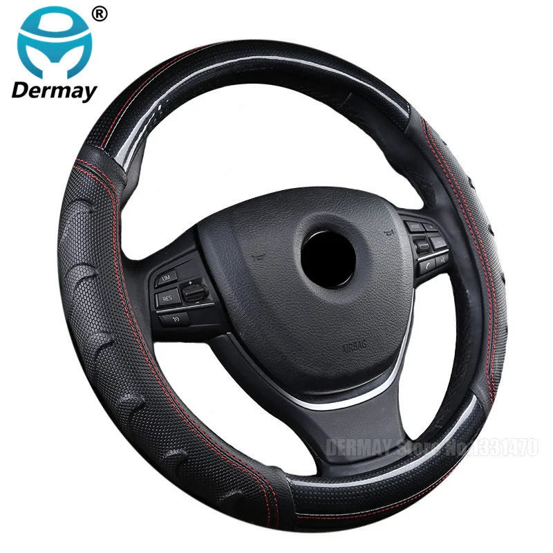 

DERMAY ива массажный чехол рулевого колеса автомобиля футбольный рисунок сращивания светильник кожаный Универсальный подходит для большинст...