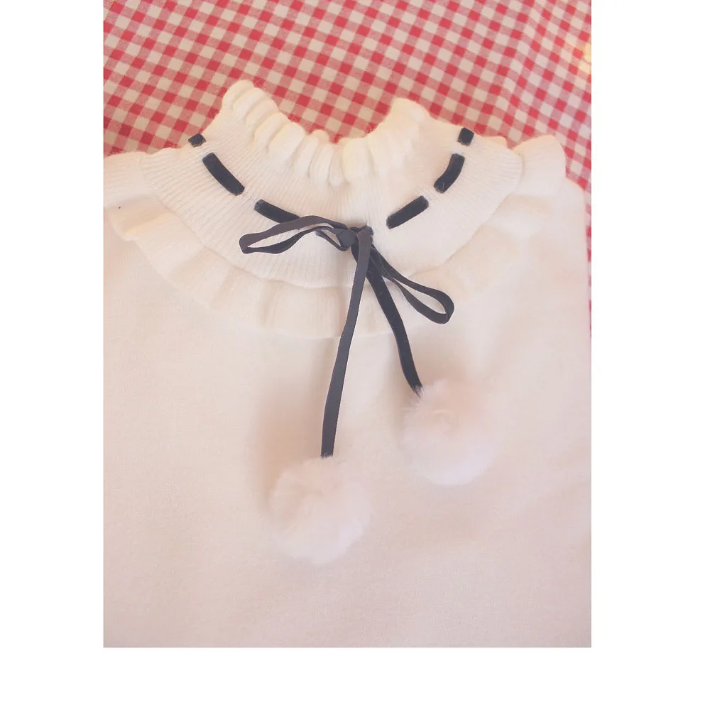 Adomoe Autumn Female Sweater Ruffles Turtleneck Knitwear Soft sister Lovely Cute Japanese Young Girl Sweet Women Solid Sweaters | Женская