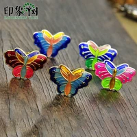 2pcs 1927mm zinc alloy metal five colors butterfly dripping oil charms beads handmade for diy jewelry making bracelets necklace