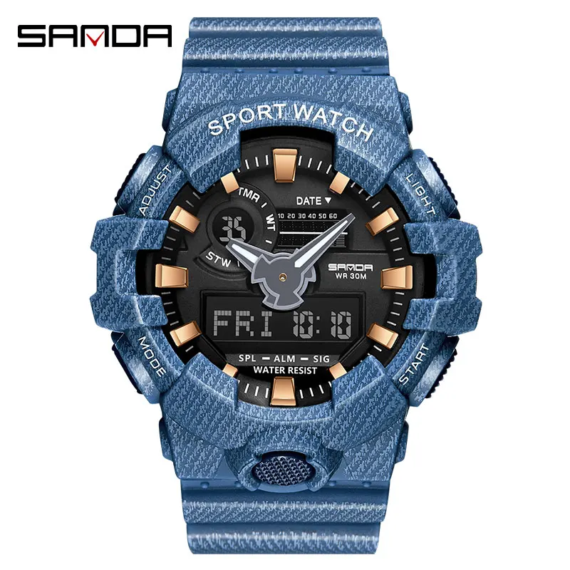 SANDA G стильные ударные часы мужские спортивные Reloj Led цифровые аналоговые