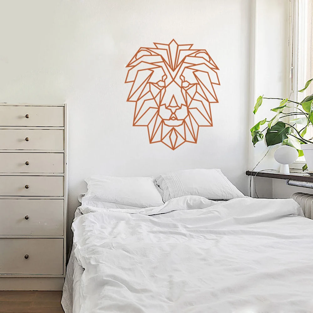 

Lion Wall Decal Geometric Lion Head Vinyl Lettering Wall Stickers for Bedroom Home Decor Living Room Animal Decals Kids D734