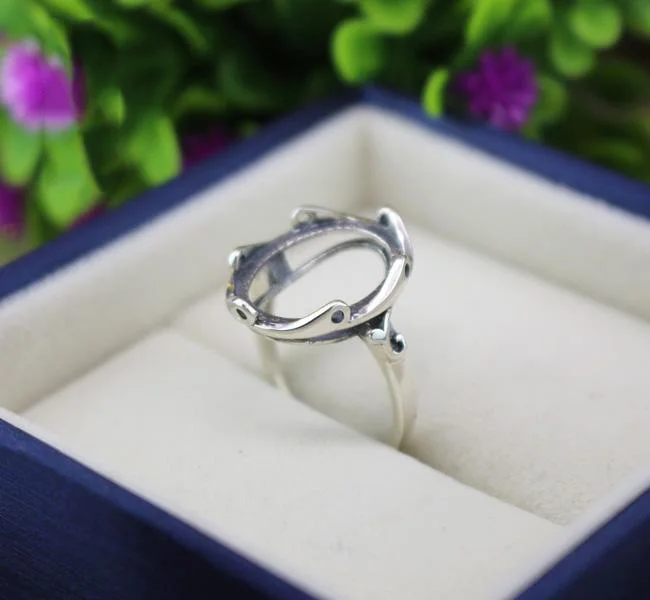 Wholesale 925 Sterling Silver Color Adjustable Ring Base Settings With 12MM Round Cabochon Blanks Setting DIY Jewelry | Украшения и