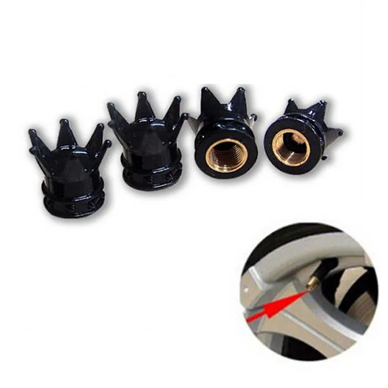 4 шт./лот черные короны для шин шток колес клапан защиты от пыли колпачки болты