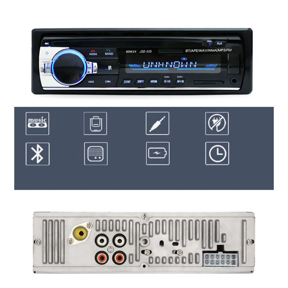 Один Din стерео Reveiver с Bluetooth аудио автомобиля FM радио mp3 плеер USB/SD/AUX беспроводной
