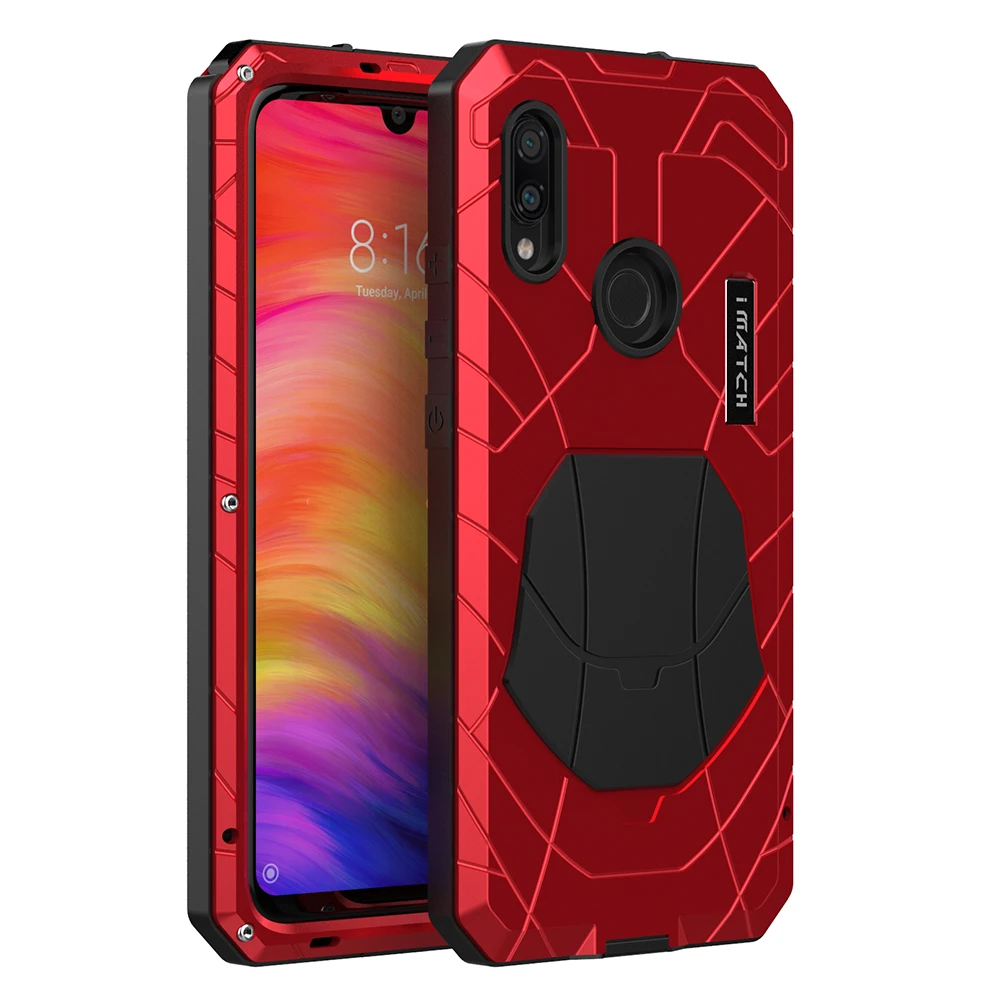 Для Xiaomi Mi Redmi Note 7 Чехол для Телефона Жесткий Алюминиевый металлический закаленное стекло Защита экрана сверхпрочный чехол для Redmi Note 7 Pro