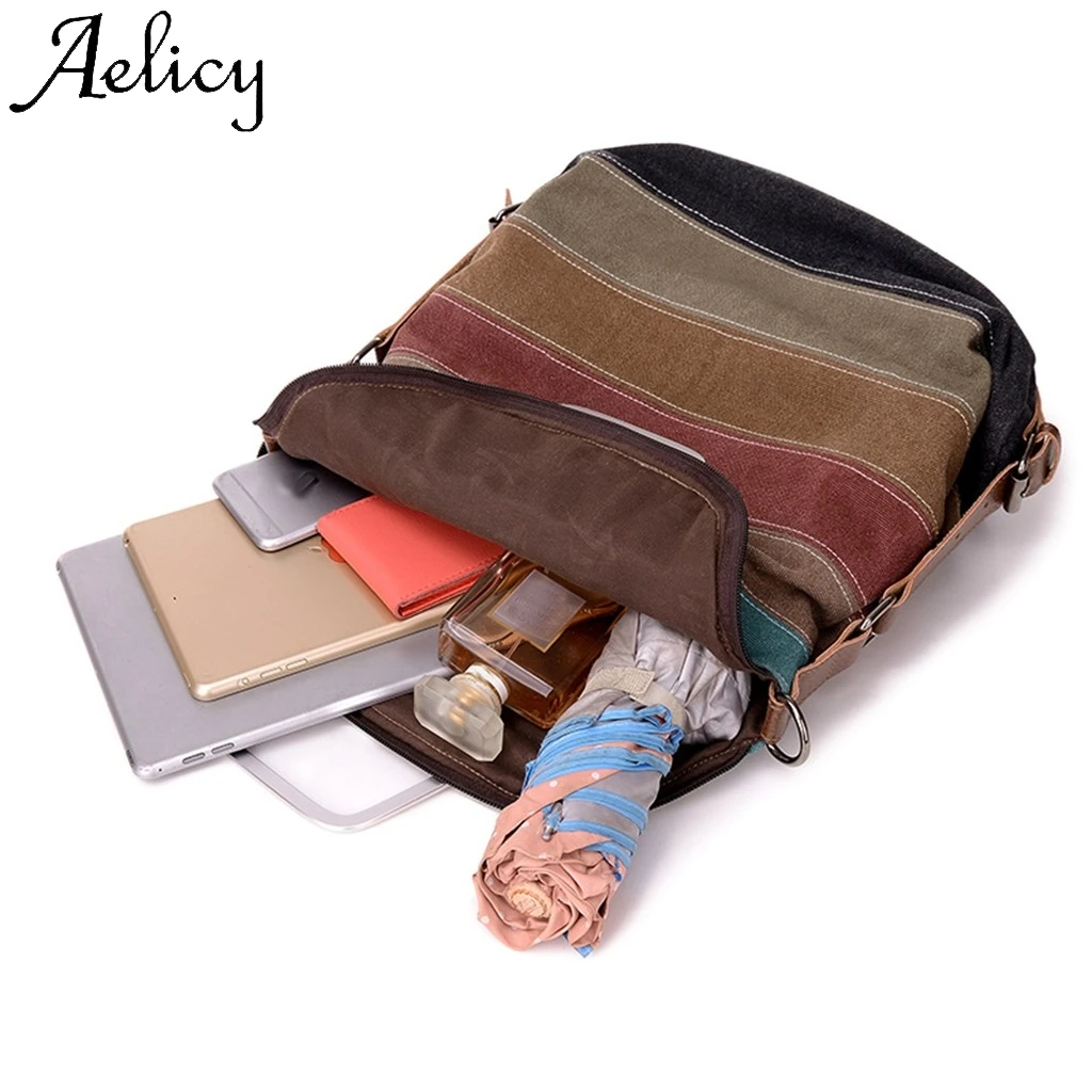 Aelicy женский ретро холщовый многоцветный рюкзак через плечо для девушек сумка