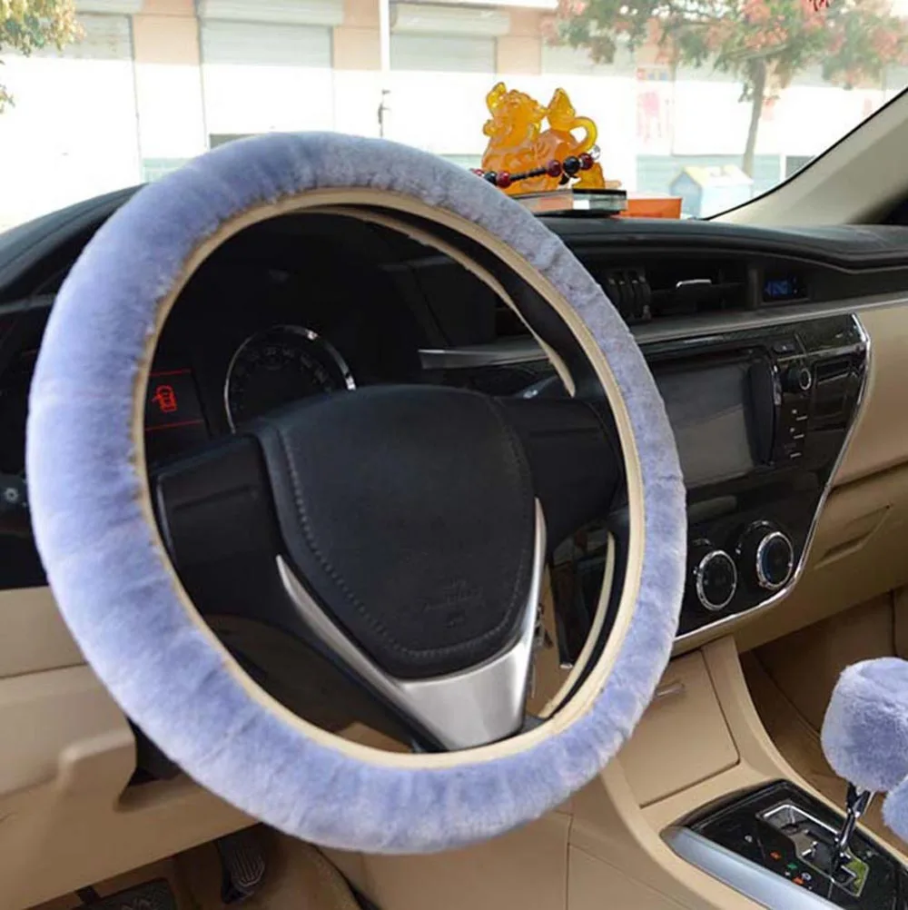 2 шт. зимние теплые пушистые универсальные автомобильные чехлы на руль + комплект