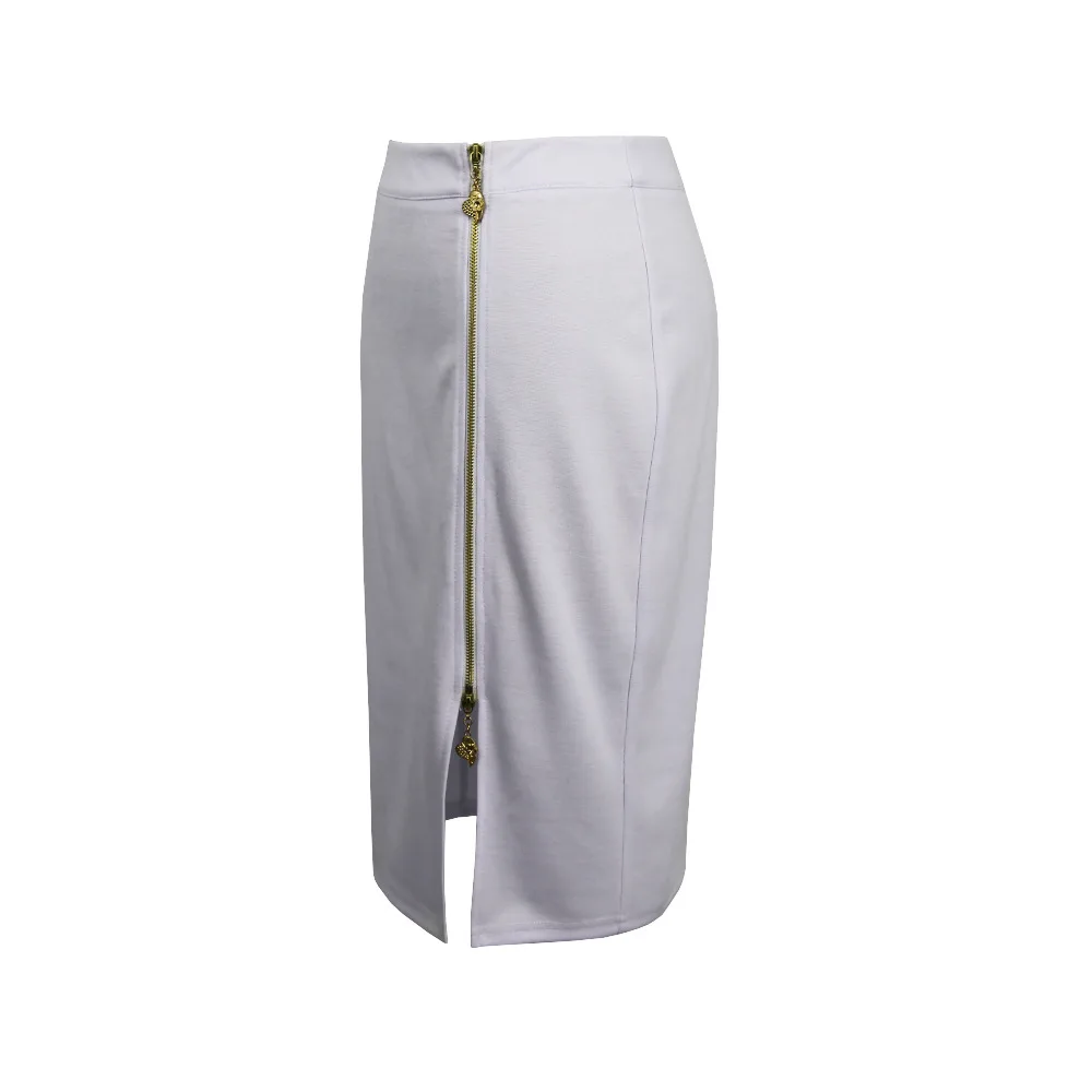 

S-4XL Plus Size Sexy Multi Color Black Zipper Midi Pencil Skirt Women 2018 Fashion High Waist Office Lady Bodycon Skirts Saias
