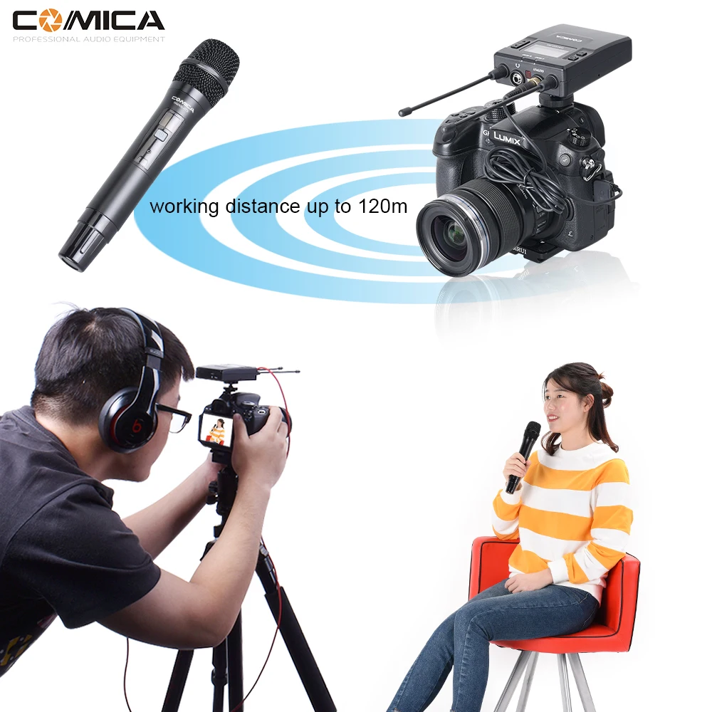 COMICA CVM-WM300B/D Металлический UHF 96-каналы Беспроводной подойдет как для повседневной носки, так/стерео петличный микрофон интервью для цифровой зеркальной камеры Canon Nikon Камера