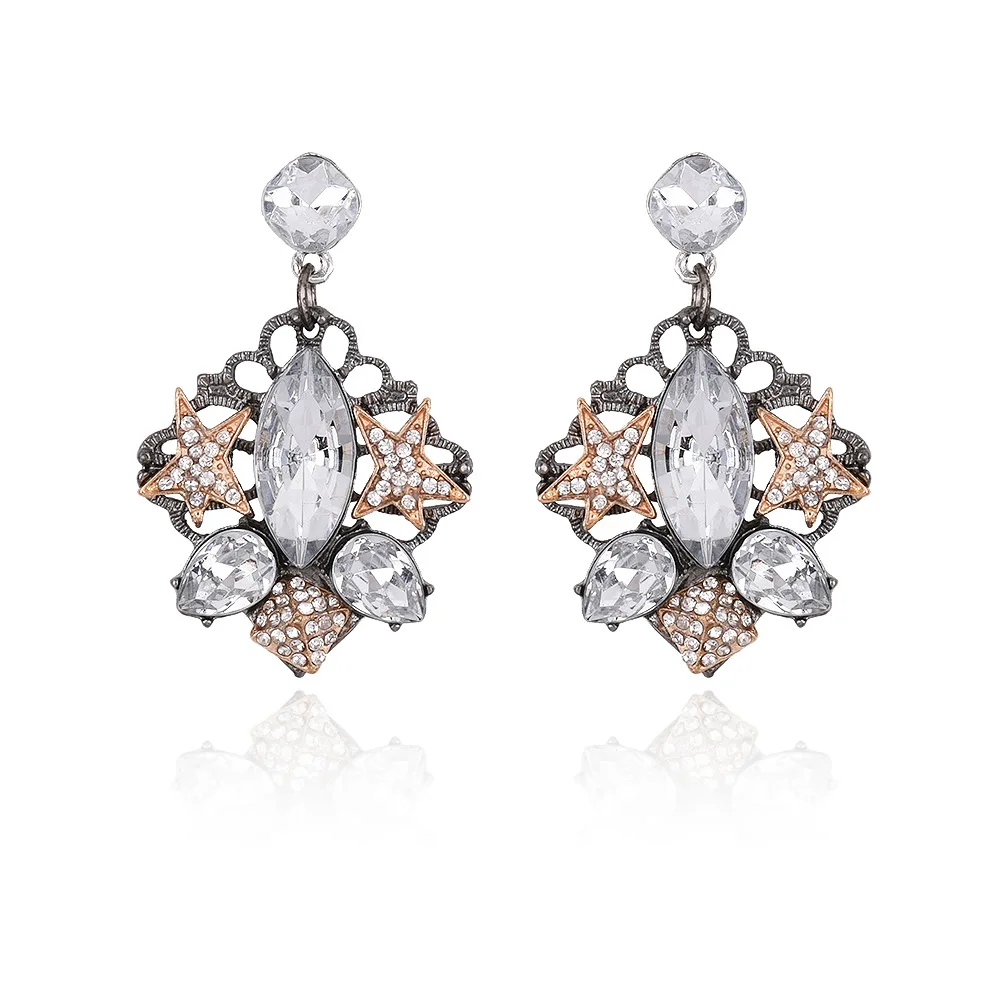 RIMOWA 2017 New Fashion Jewelry Earrings For Women Retro Crystals Stars Flower Dangle Water Drop Earring PE114 | Украшения и