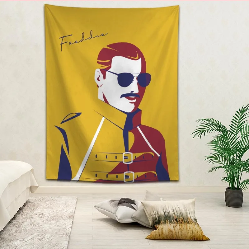 

Custom Freddie Mercury Living room decoration tapestry sofa beach mat background wall hanging cloth tapestries More size