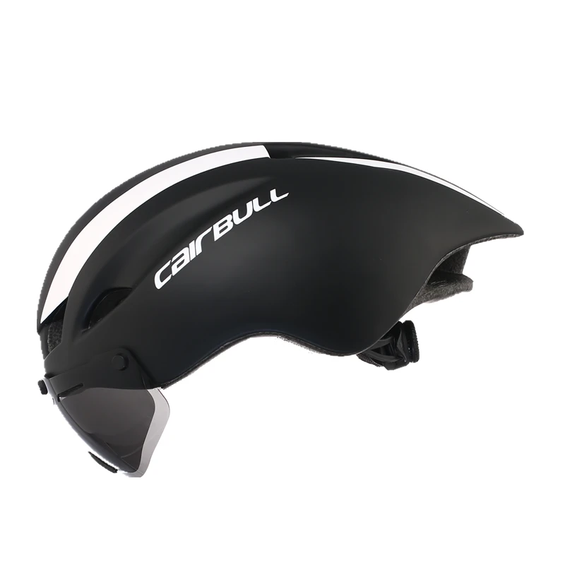 BLACK WHITE CAIRBULL Aero TT велосипедный шлем гоночный дорожный велосипед Безопасный шлем с магнитными очками пневматический велосипедный шлем Casco Con Gafas - Цвет: BLACK WHITE