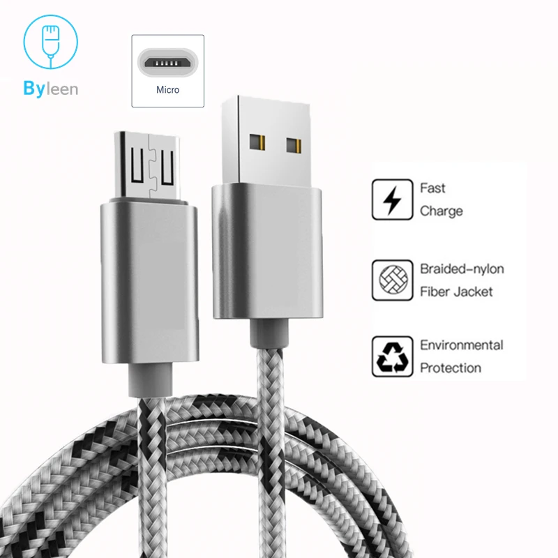 Byleen 5V2.4A микро USB линия 0 25/1/3 метра Быстрая зарядка данных для Xiaomi Redmi NOTE 4 5 Oukitel K10/C8