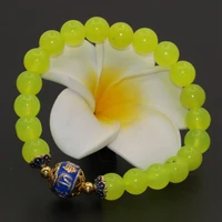 new fashion wholesale price 8mm round lemon jades chalcedony beads stone bracelets for wedding party gifts jewelry 7 5inch b2700