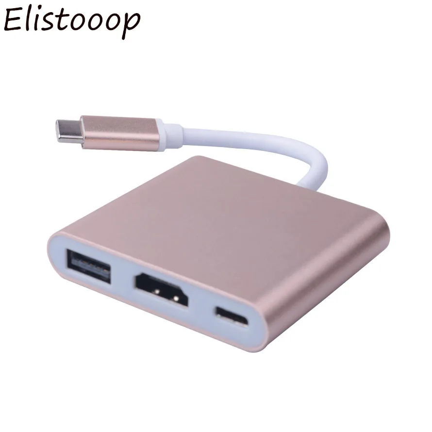 Elistooop Type C к HDMI USB разъем типа 3 1 видео адаптер для Apple Macbook 4K 1080P конвертер|Кабели HDMI|