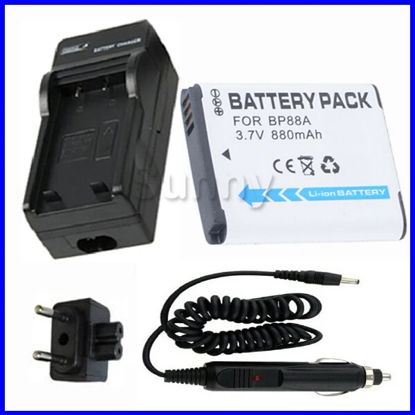 

Battery+Charger for Samsung BP 88A EA-BP88A for Samsung DV200,DV-200,DV300,DV-300,DV300F,DV-300F Digital Camera AC Wall + DC CAR