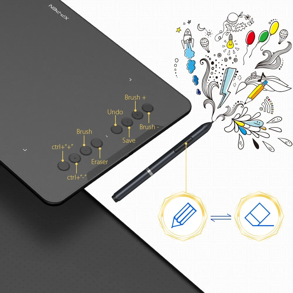 XP-Pen Deco 01 графический планшет Графический Цифровой с наклоном для Android и 8 клавиш быстрого доступа(8192 уровней давления) для начинающих