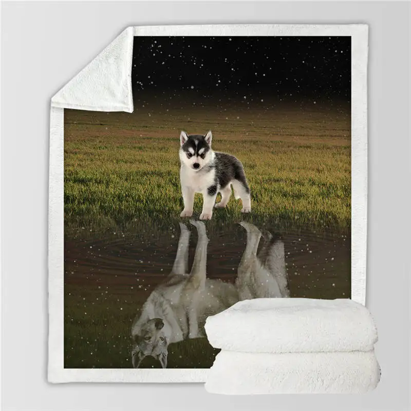 Dog6 Постельное белье Outlet, коллекция для собак, шерпа, одеяло, 3D животное, мопс, плюшевое одеяло, бульдог, Хаски, доберман, Ротвейлер, тонкое одеяло - Цвет: Dog6