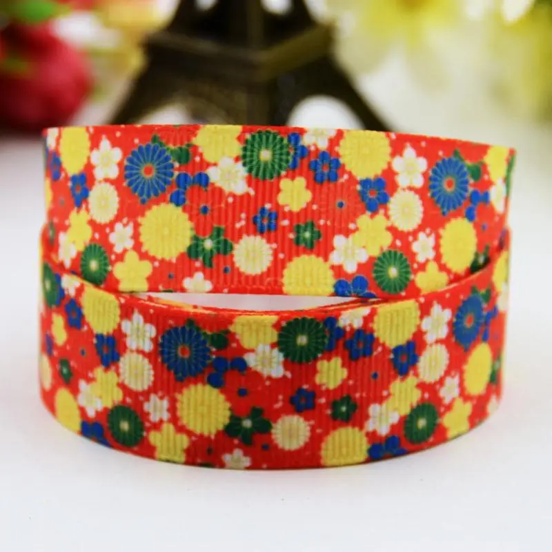 

7/8'' 22mm,1" 25mm,1-1/2" 38mm,3" 75mm Flowers Cartoon Character printed Grosgrain Ribbon party decoration 10 Yards X-00761