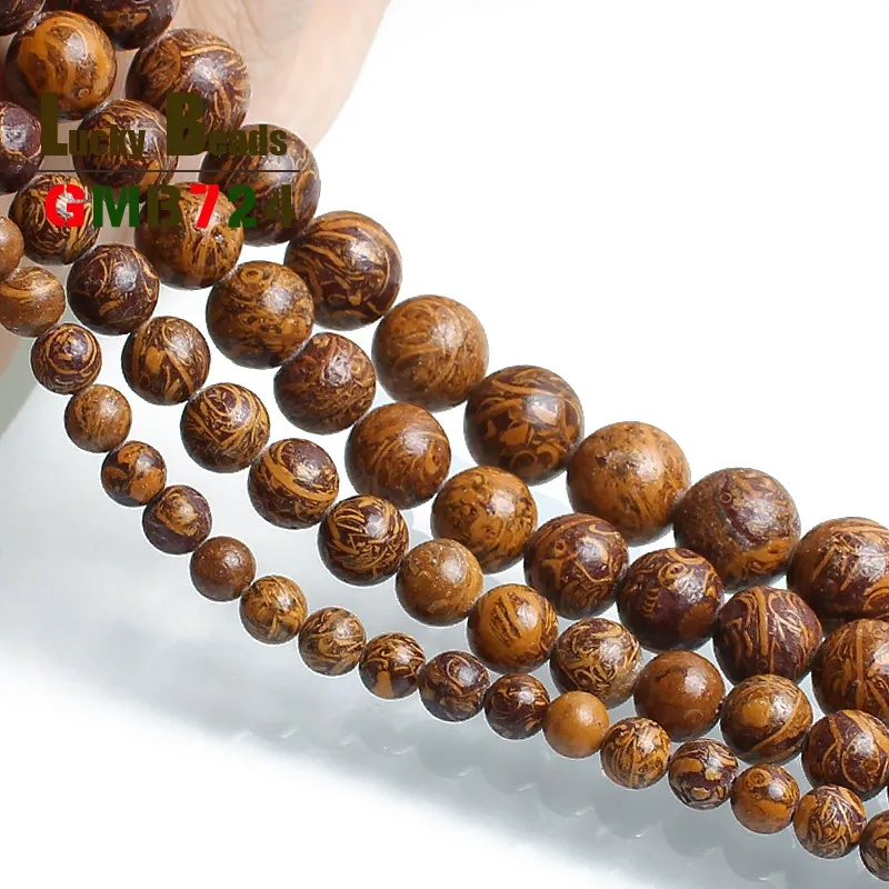 Бисер из натурального камня яшмы вокруг слона свободные шарики для изготовления