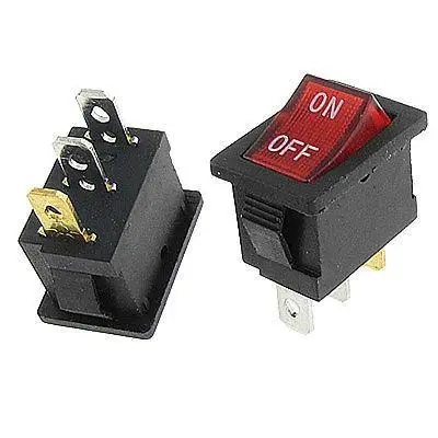 5 шт. AC 6A/250V 10A/125V красный свет ВКЛ ВЫКЛ SPST оснастки в перекидной клавишный