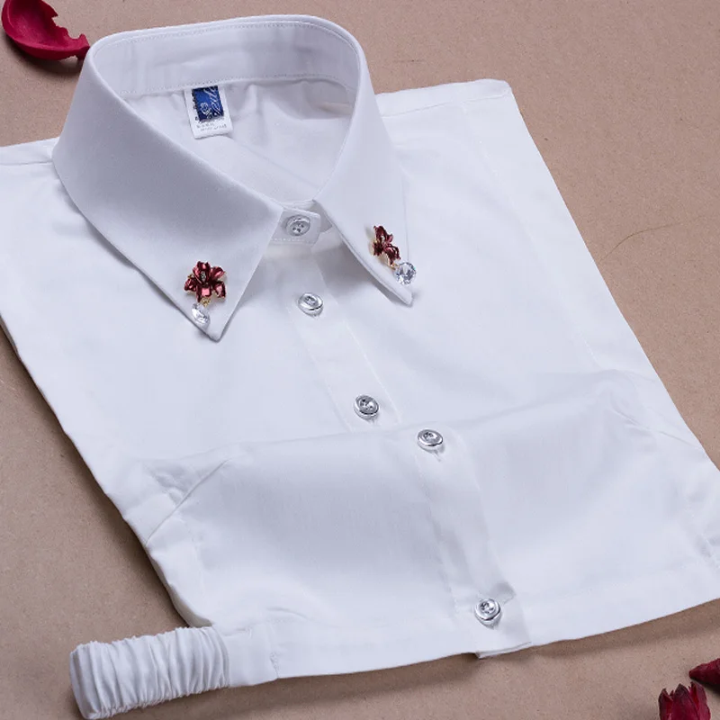 

Новейшая мода, элегантный хлопковый белый отложной воротник, Женский накладной воротник с кисточками, цветами, кристаллами, украшение, руба...