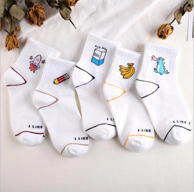 

1 Pair Harajuku Women Socks Cute Cartoon Letter Funny Socks