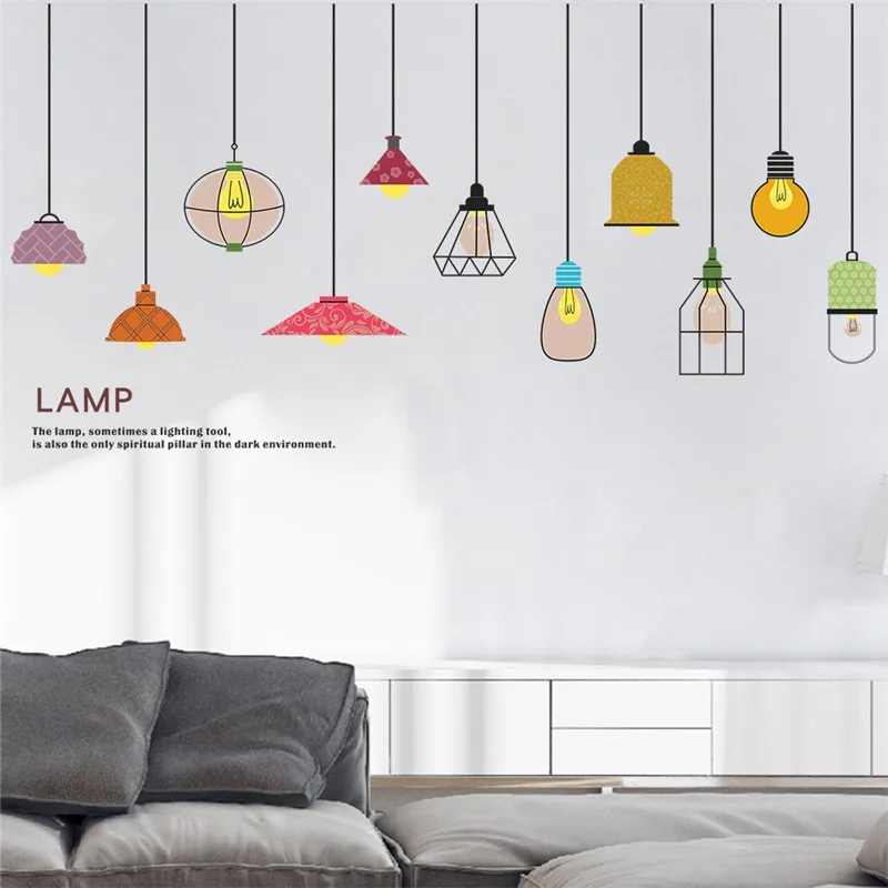 

creative lamp wall stickers bedroom living room home decor pvc wall decals diy mural art posters decorations