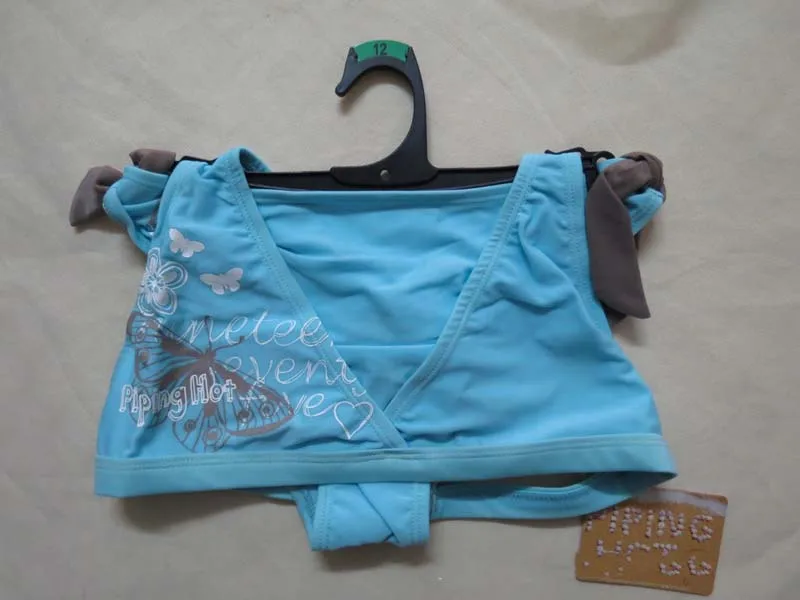 Двойка маленьких Обувь для девочек купальный Костюмы детский купальник синий