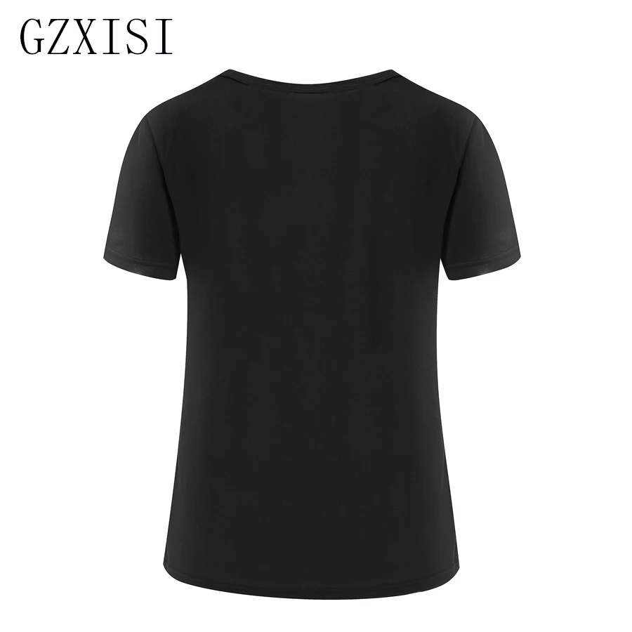 Футболка женская черная с принтом в виде единорога большого размера 2019|tee shirt