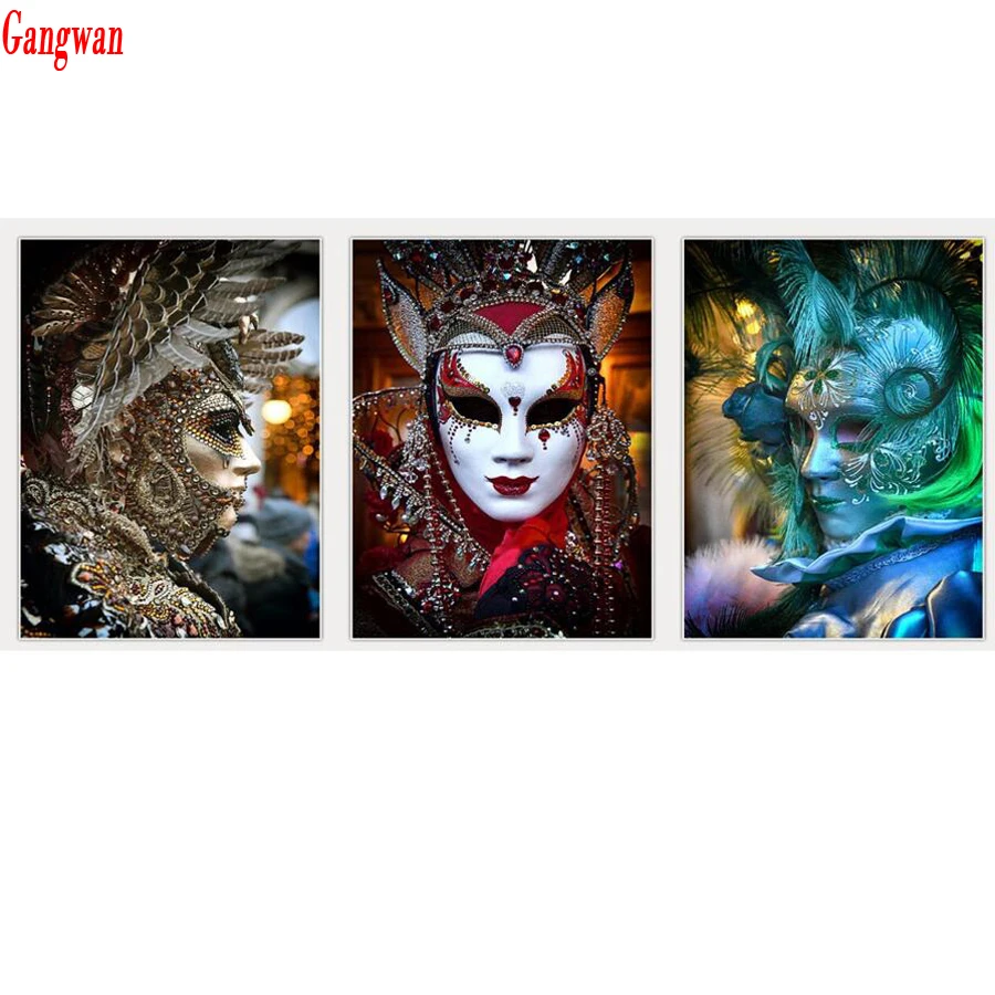 

3 pcs 5d square round Rhinestone,DIY,Diamond Embroidery,mask woman,Diamond Painting girl,Cross Stitch mosaic painting Carnival