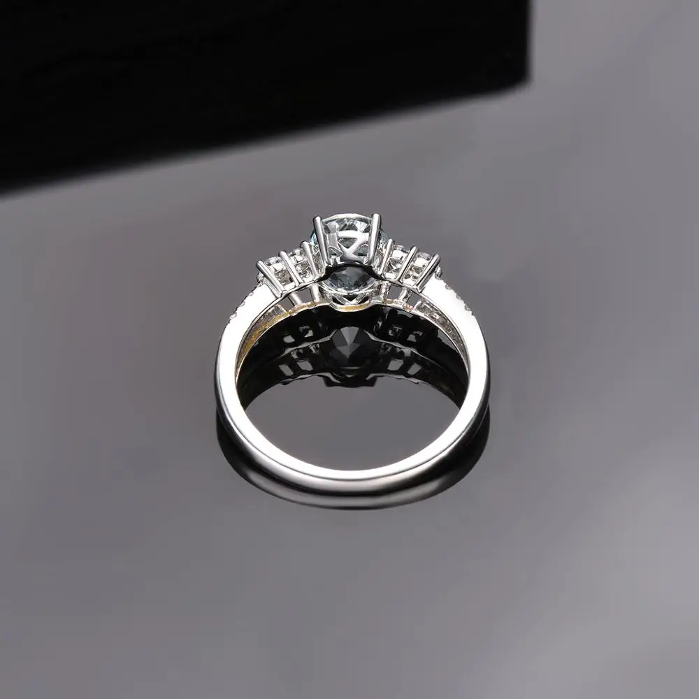 LP Solid 14K кольцо из белого золота Натуральный аквамарин драгоценный камень