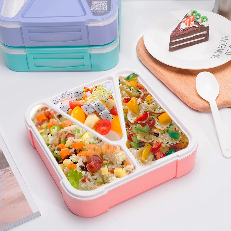 

TUUTH Microwave Lunch Box Leak-Proof Bento Box 3 Lattice for Different Foods Portable Students Workers Salad Food Container