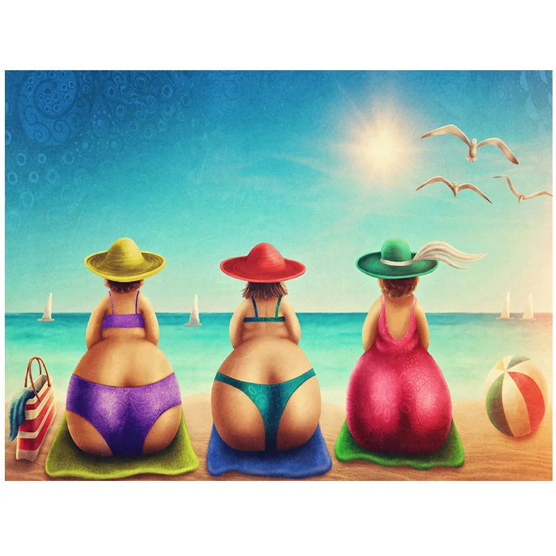 Алмазная 5D картина полная/круглая полная леди на пляже вышивка крестиком стразы