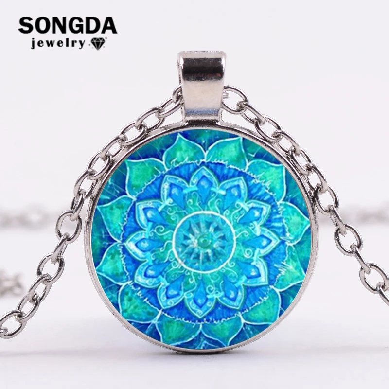 Длинное ожерелье SONGDA с индуийской мандалой и лотосом искусство тотем