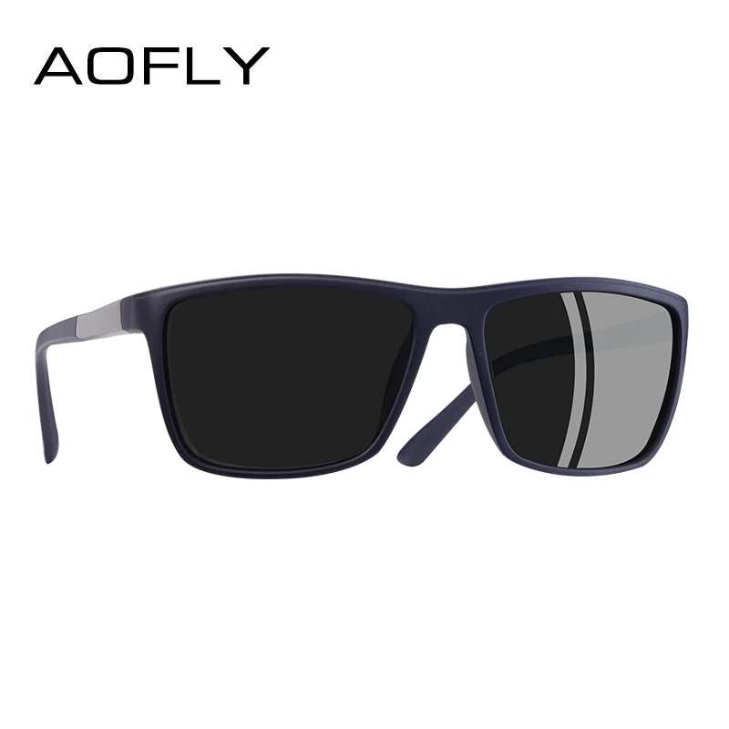 C4Blue AOFLY, фирменный дизайн, солнцезащитные очки для мужчин, для вождения, мужские поляризованные солнцезащитные очки, Ретро стиль, квадратная оправа, очки, Oculos Gafas UV400 AF8103 - Цвет линз: C4Blue