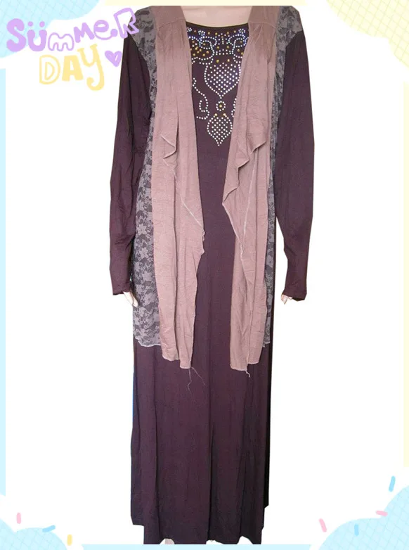 Распродажа Arabia Muslin длинный халат с длинными рукавами ABAYA темно-синий коричневый