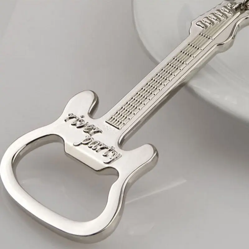 New Guitar Shape Wine Bottle Opener Key Chain Keyring Unique Design Beer Silver Color Metal Palm | Дом и сад