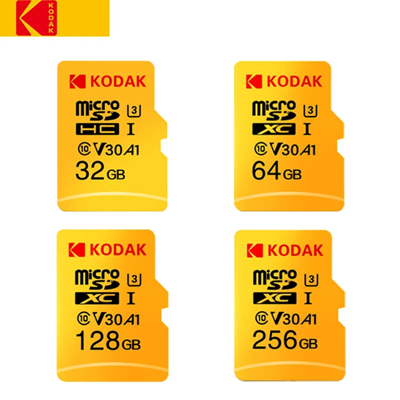 Kodak Micro SD карты 128 ГБ оперативной памяти 32 Гб встроенной 64 256 TF карта Class10 U3 A1 V30 слот