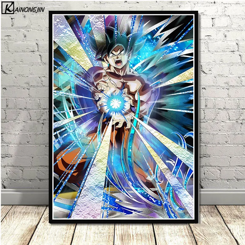013 Dragon Ball Z плакат Wall Art супер Goku Ultra освоить Холст Плакаты с живописью и принты комнаты декорации Декор для дома - Цвет: 013