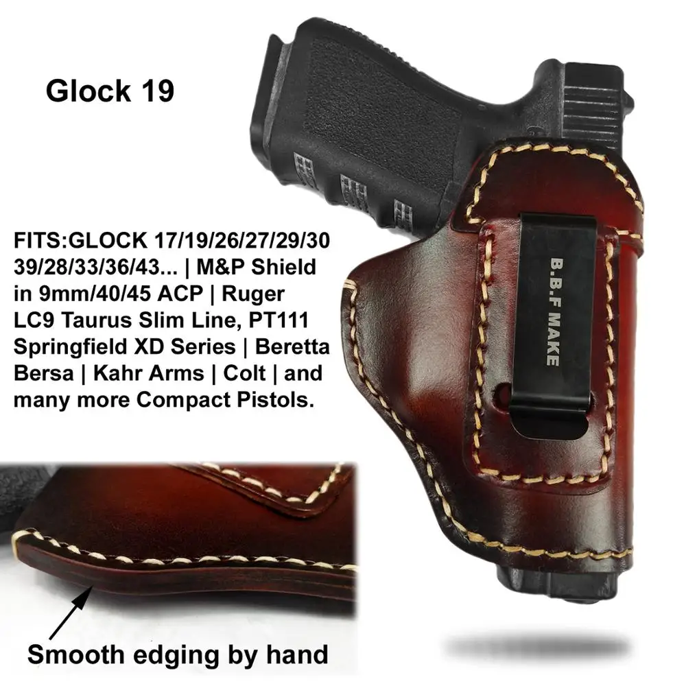 B.B.F MAKE Gun Holster Leather Sheath For S&W M&P Shield GLOCK 17 19 22 23 26 27 32 33 42 43/Спрингфилд XD S доски