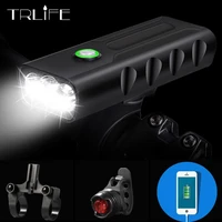 800lum 23l2t6 usb rechargeable built in 5200mah 3modes bicycle light waterproof headlight bike accessories with taillight